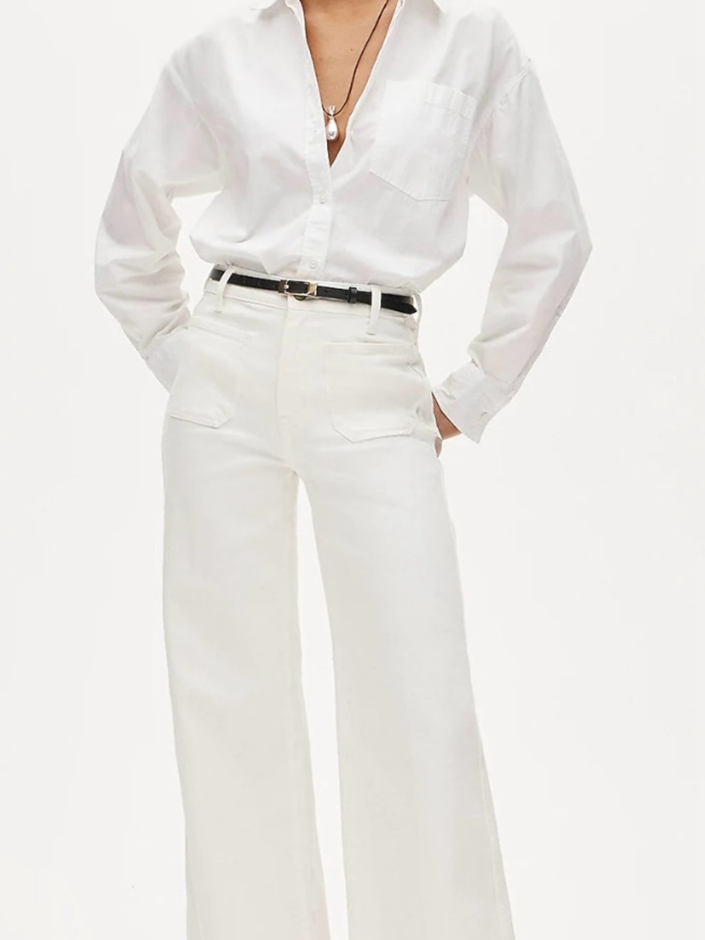 J.Crew Patch Pocket Denim Trouser Jeans White High Rise Wide Leg 25 Tall NWT